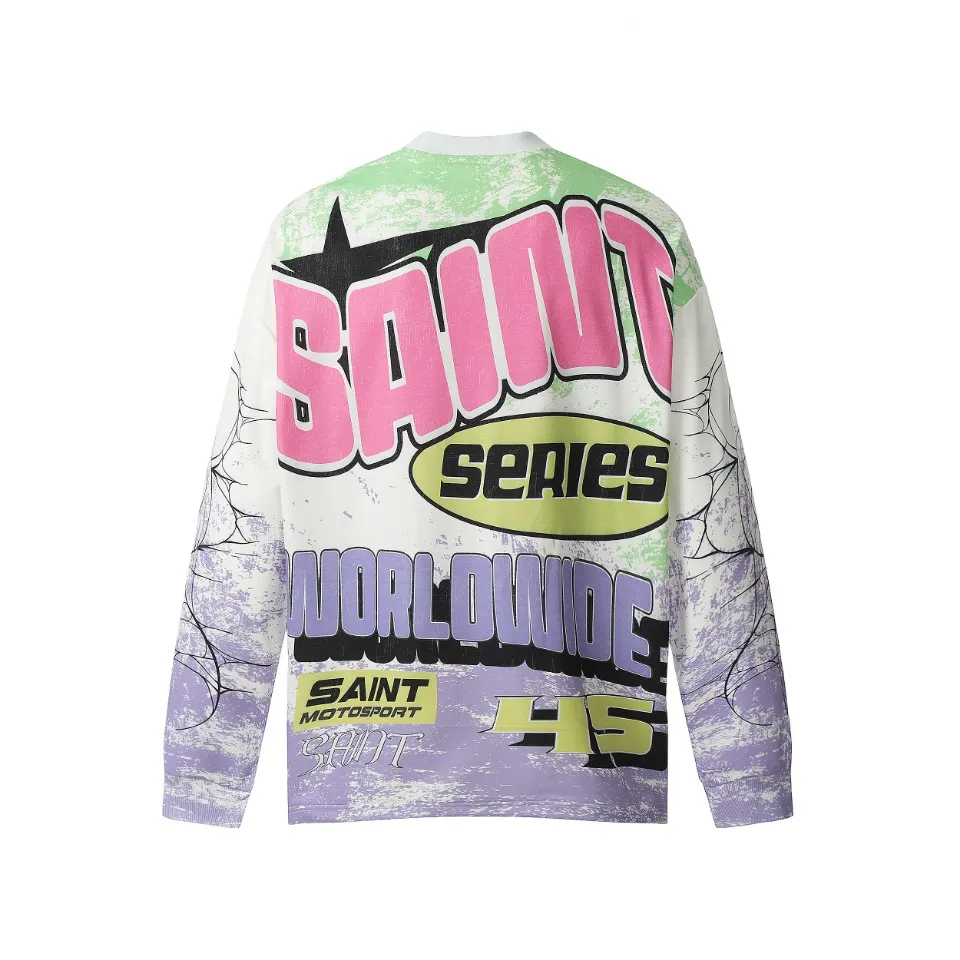 Saint michael tears all-over printed long-sleeved vintage autumn and winter T-shirt Style number: 109 Size: M L XL Wholesale price: 136 Color: Picture color